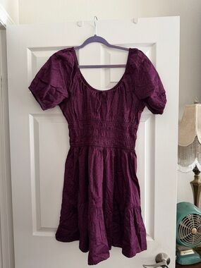 GAP Deep Purple Floral Elastic Neck mini dress